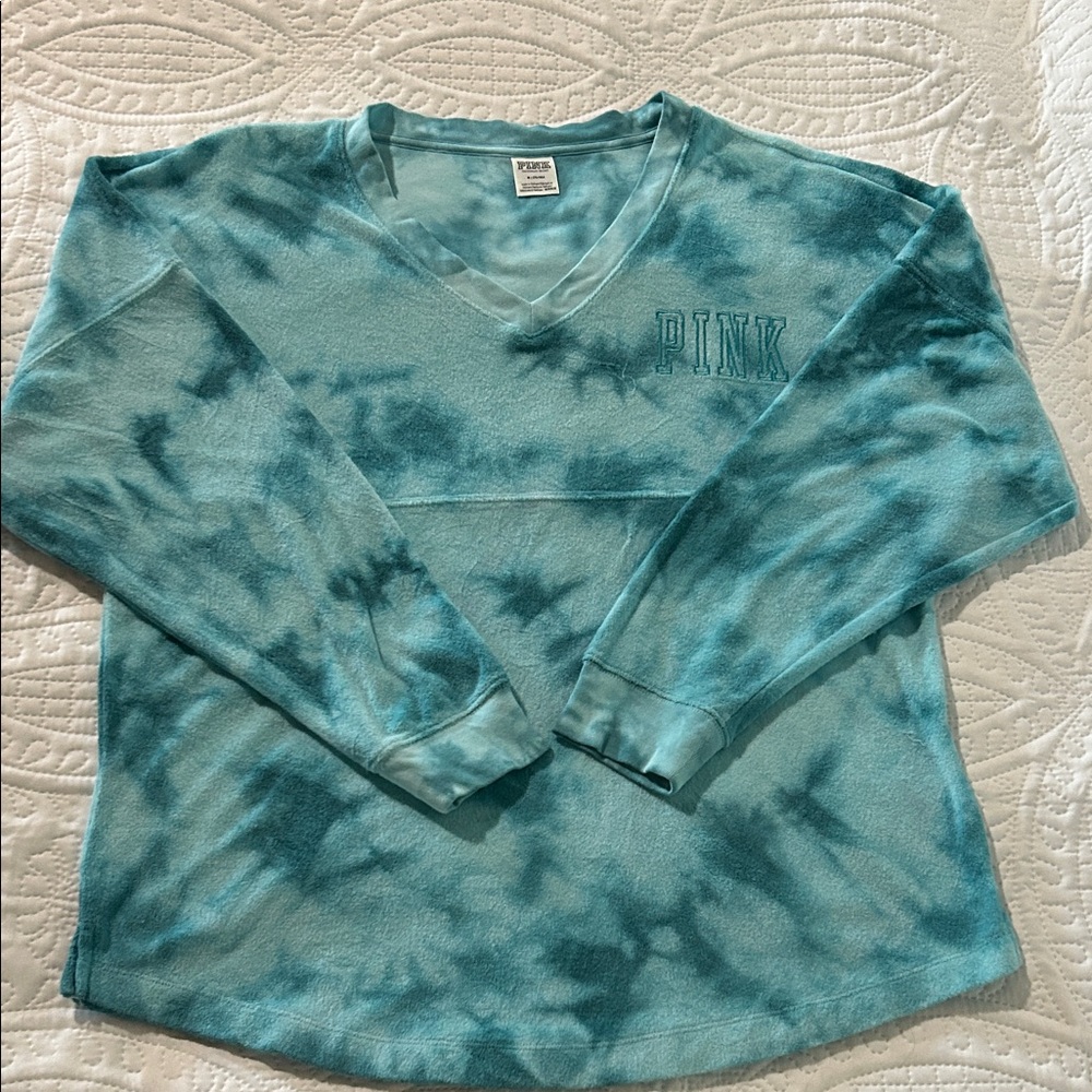 PINK Victoria's Secret Teal Tie-Dye Pullover SZ:M